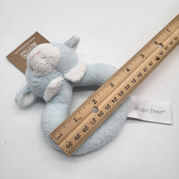 ANGEL DEAR Ring Rattle Baby Soft Blue Lamb Sheep NWT - Picture 5 of 7
